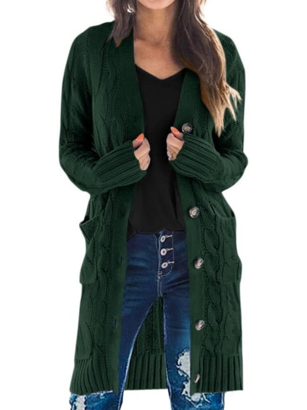 Cozy Women's Cable Knit Button Long Cardigan Sweater - Chic & Stylish Layering